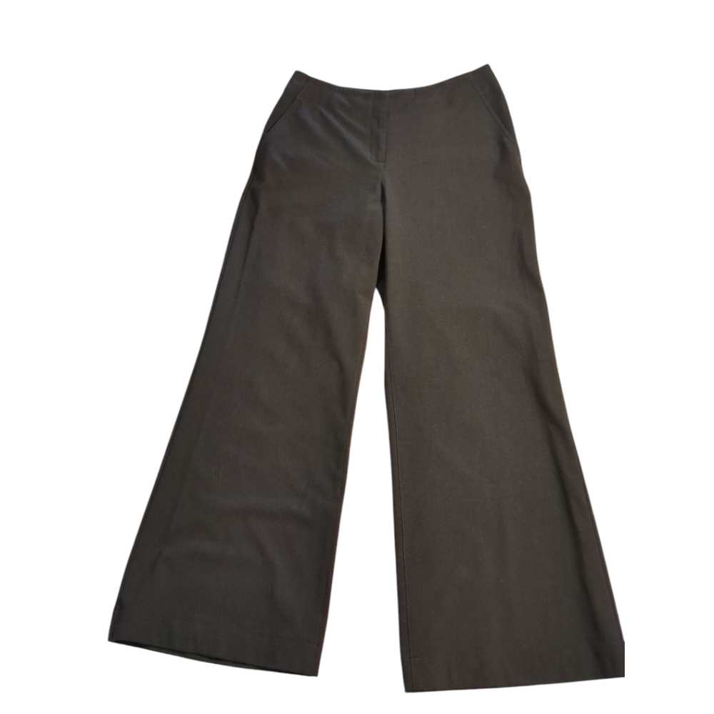 J Jill Slate Grey High Waist Wide Leg Trousers Work Pants Flat Front Hi Rise SZ